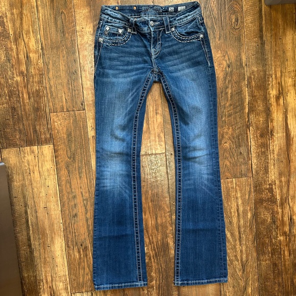 Miss Me Women's Dark Blue Boot Cut Jeans with Silver Embroidery - Picture 2 of 9